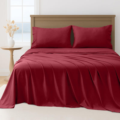 LINENLINK Hotel Quality Sheet Set – 4 Piece 2000TC Ultra Soft Durable Brushed Microfibre – 40cm Deep Pocket Fitted Sheet, Flat Sheet & 2 Pillowcases – Wrinkle-Free & Easy Care