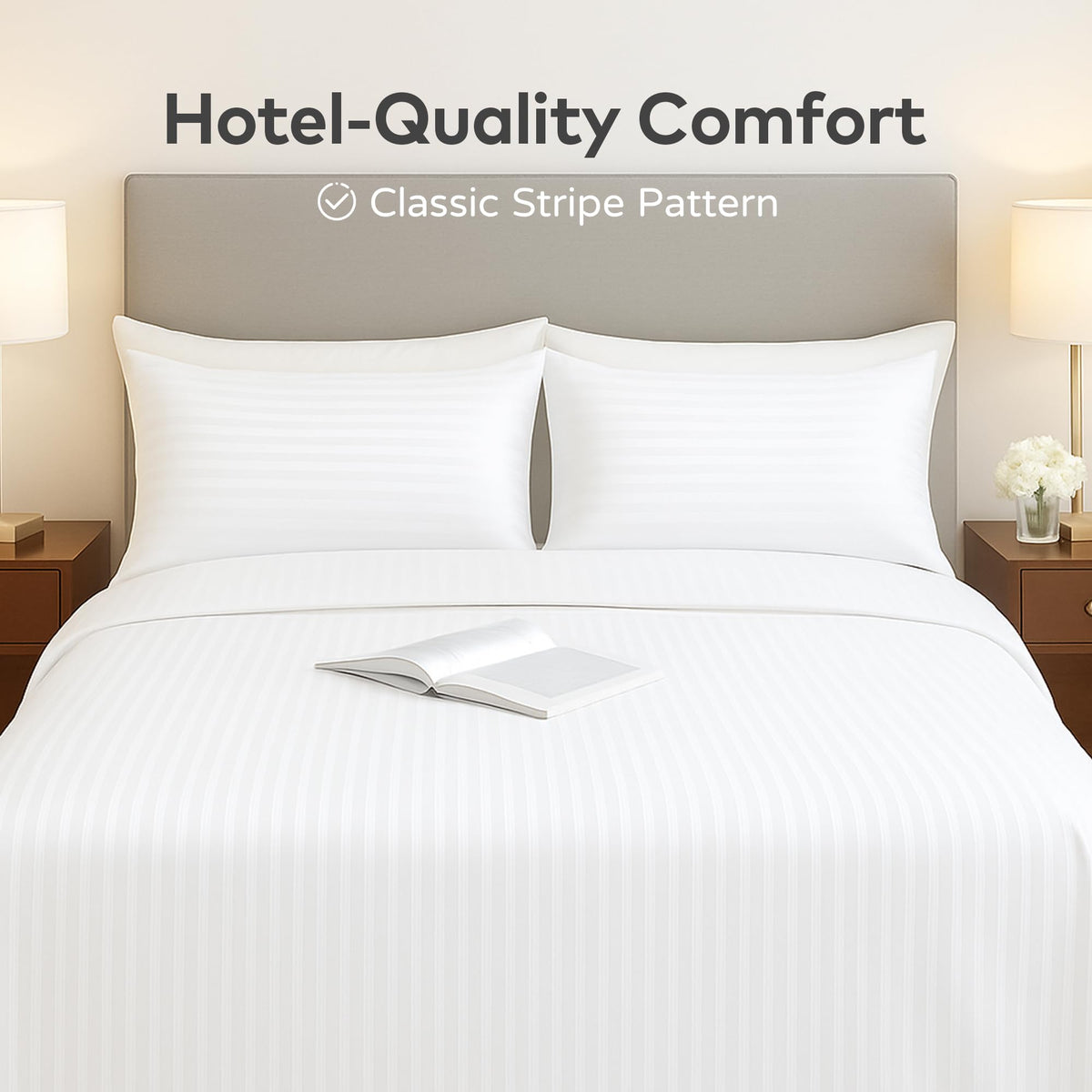 LINENLINK Hotel-Quality Stripe Quilt Cover Set