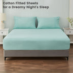 LINENLINK Luxury Cotton Blend Fitted Sheet Only- Soft & Breathable Fitted Sheet with 40cm Deep Pocket - Shrinkage & Fade Resistant