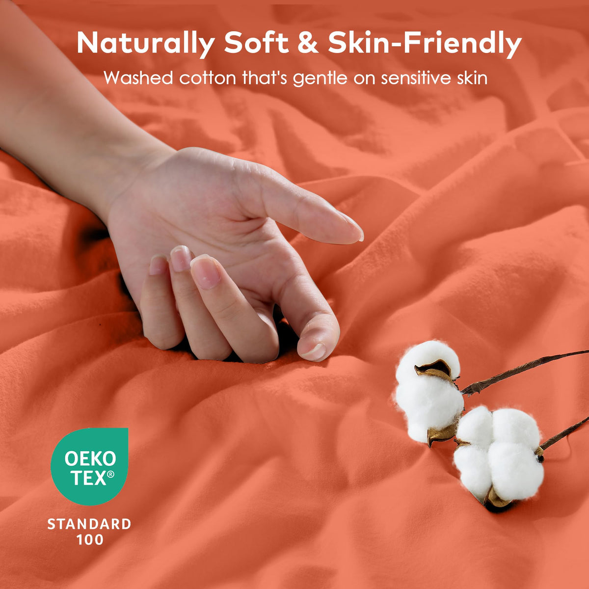 LINENLINK Fitted Sheet – 100% Vintage Washed Cotton - Naturally Soft & Breathable, 40cm Deep Pocket
