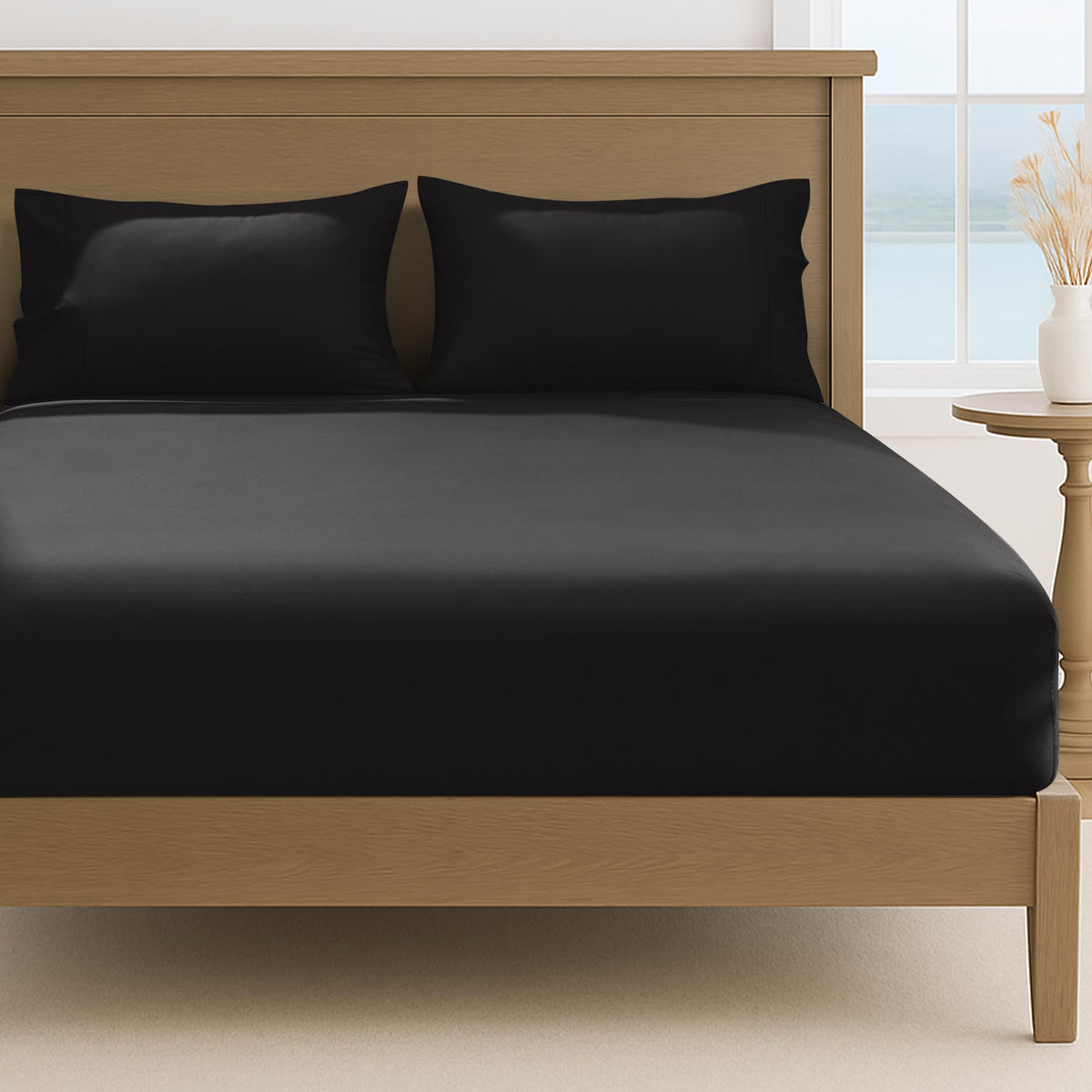 LINENLINK 1800TC Microfibre Fitted Sheet & 2 Pillowcases