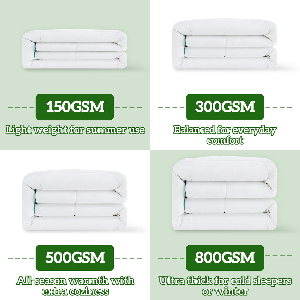 LINENLINK Bamboo Quilt - 300GSM Soft & Breathable All Season Doona, Hypoallergenic & Anti-Bacterial Duvet for Everyday Comfort, Machine Washable