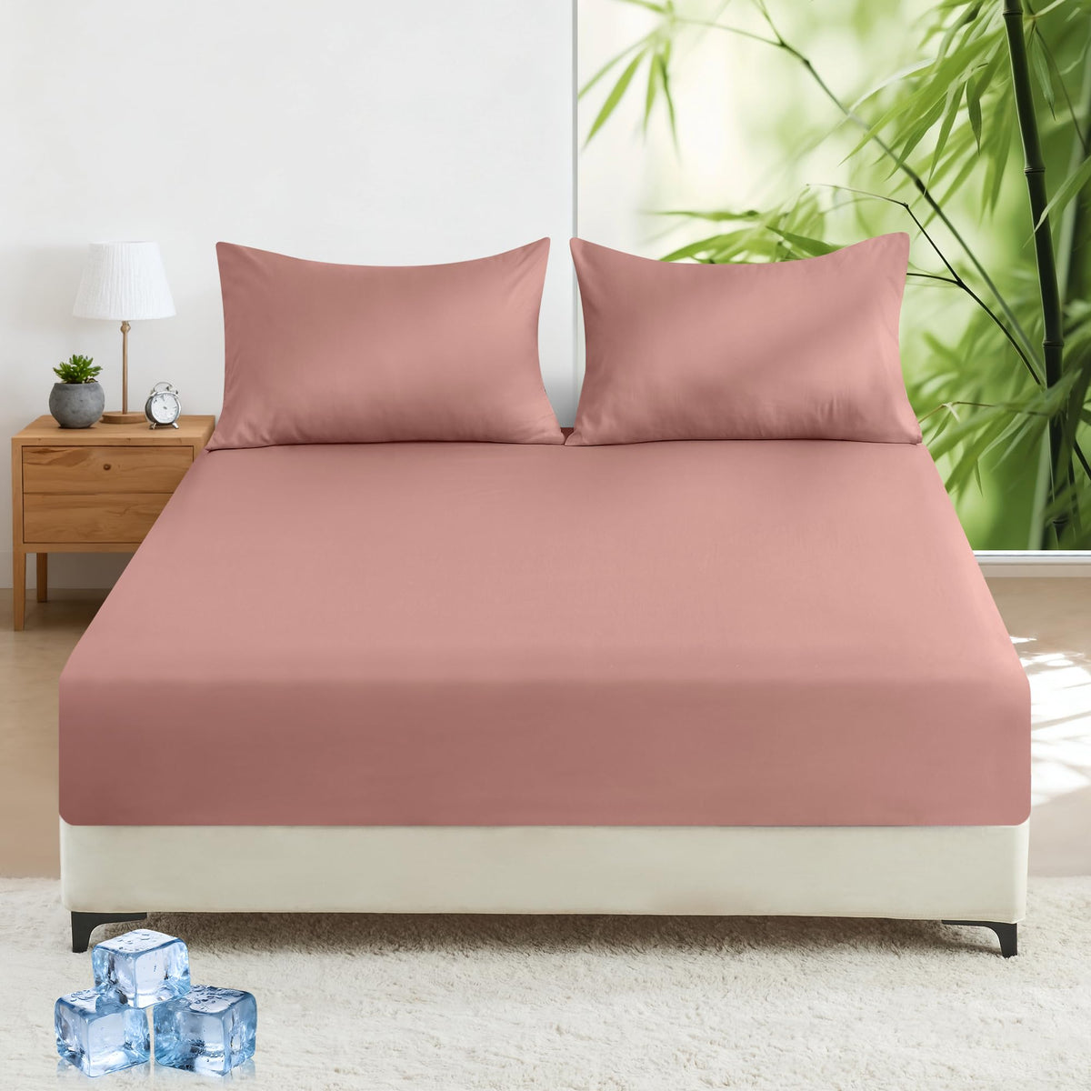LINENLINK 2000TC Bamboo Fitted Sheet for Hot Sleepers