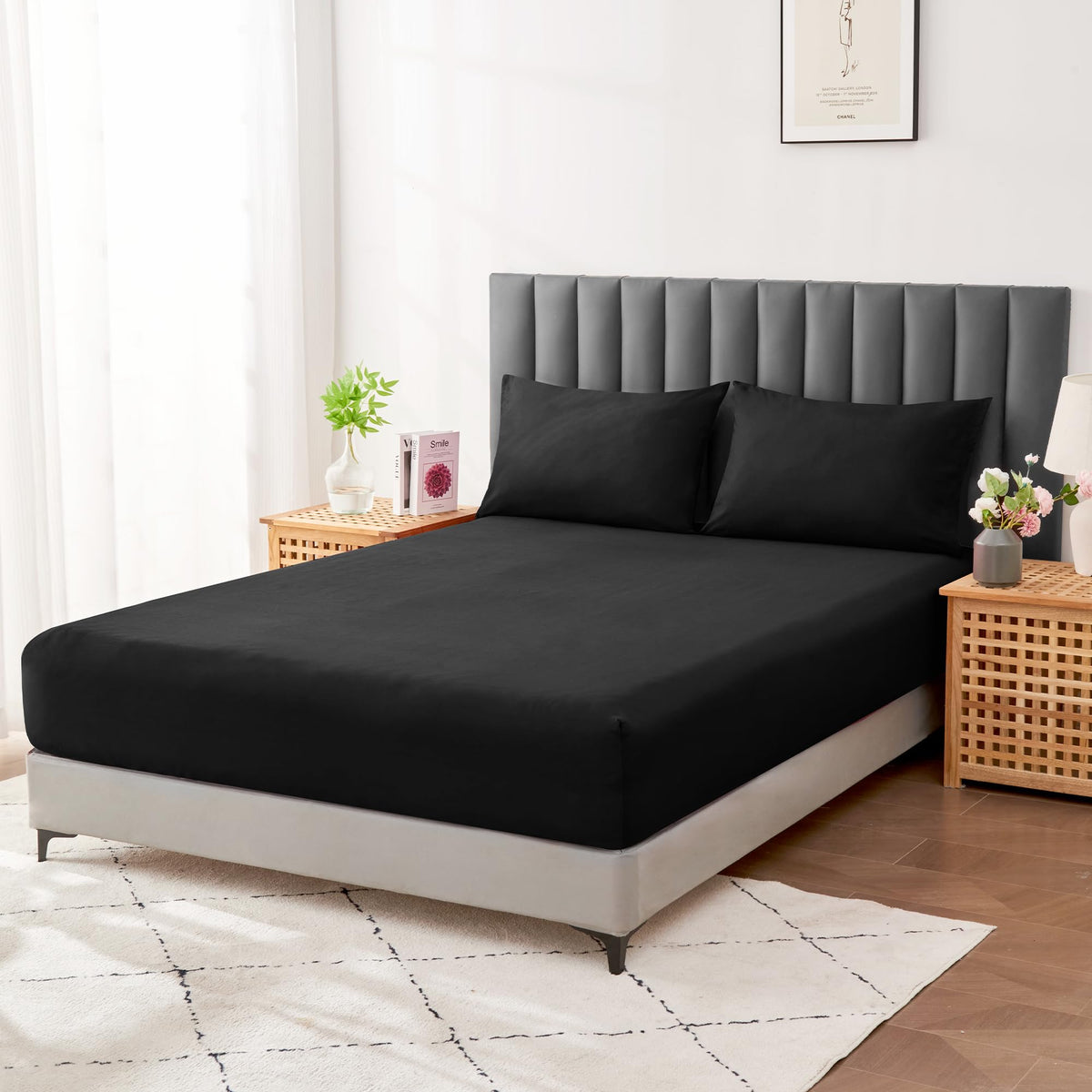 LINENLINK Luxury Cotton Blend Fitted Sheet Only- Soft & Breathable Fitted Sheet with 40cm Deep Pocket - Shrinkage & Fade Resistant