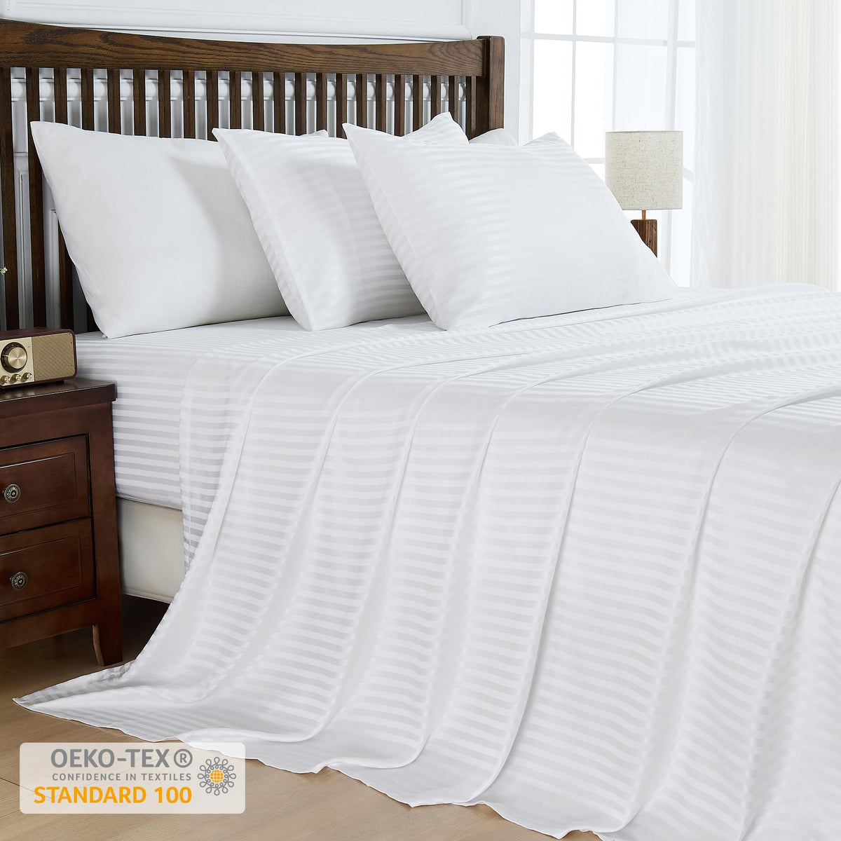 LINENLINK Hotel-Quality Stripe Bed Sheet Set