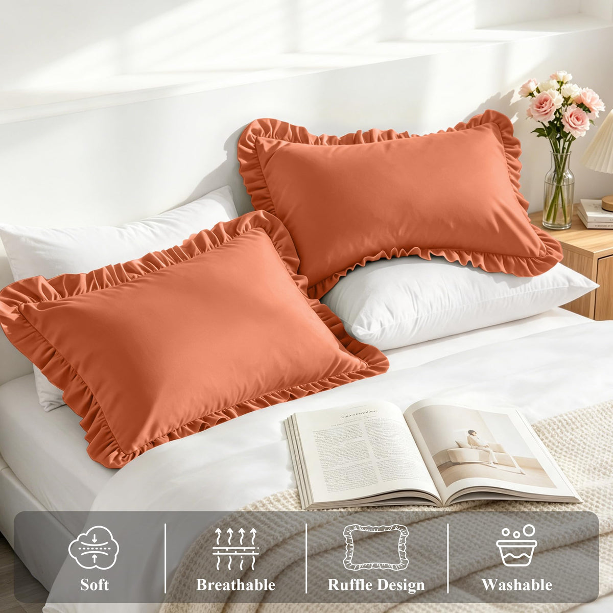 LINENLINK Ruffled Pillowcases Set of 2