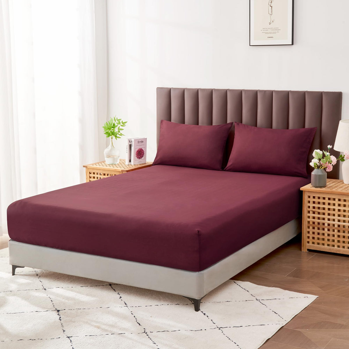 LINENLINK Luxury Cotton Blend Fitted Sheet Only- Soft & Breathable Fitted Sheet with 40cm Deep Pocket - Shrinkage & Fade Resistant