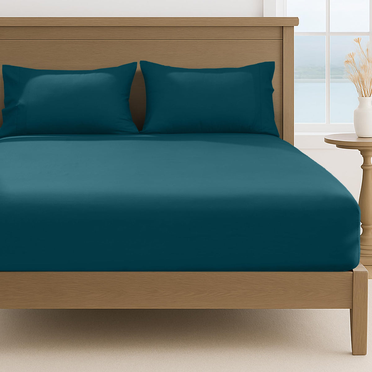 LINENLINK 1800TC Microfibre Fitted Sheet & 2 Pillowcases