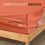 LINENLINK Fitted Sheet – 100% Vintage Washed Cotton - Naturally Soft & Breathable, 40cm Deep Pocket