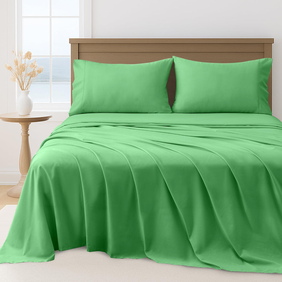 LINENLINK Hotel Quality Sheet Set – 4 Piece 2000TC Ultra Soft Durable Brushed Microfibre – 40cm Deep Pocket Fitted Sheet, Flat Sheet & 2 Pillowcases – Wrinkle-Free & Easy Care