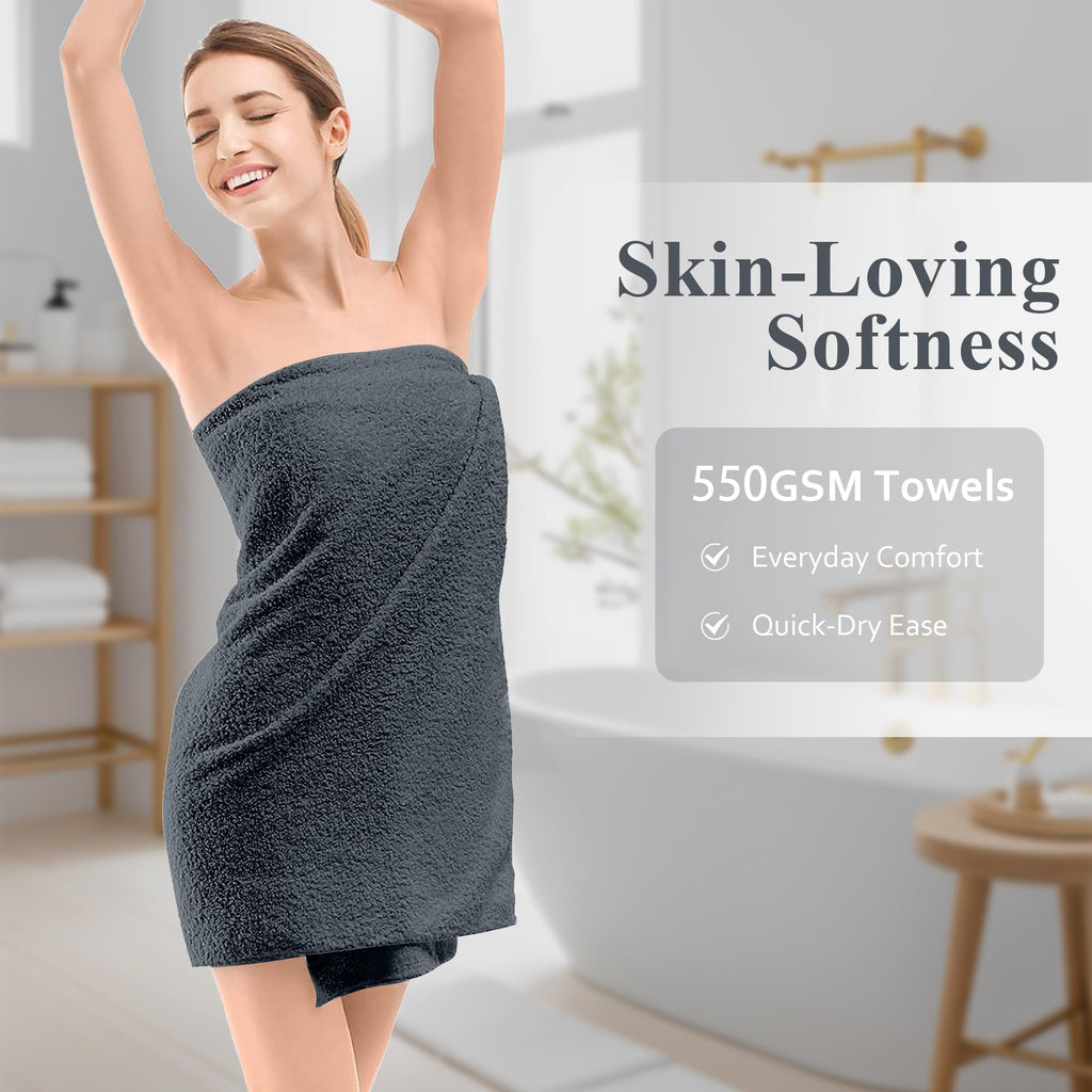 LINENLINK 100% Cotton Bath Towels, 4 Pack