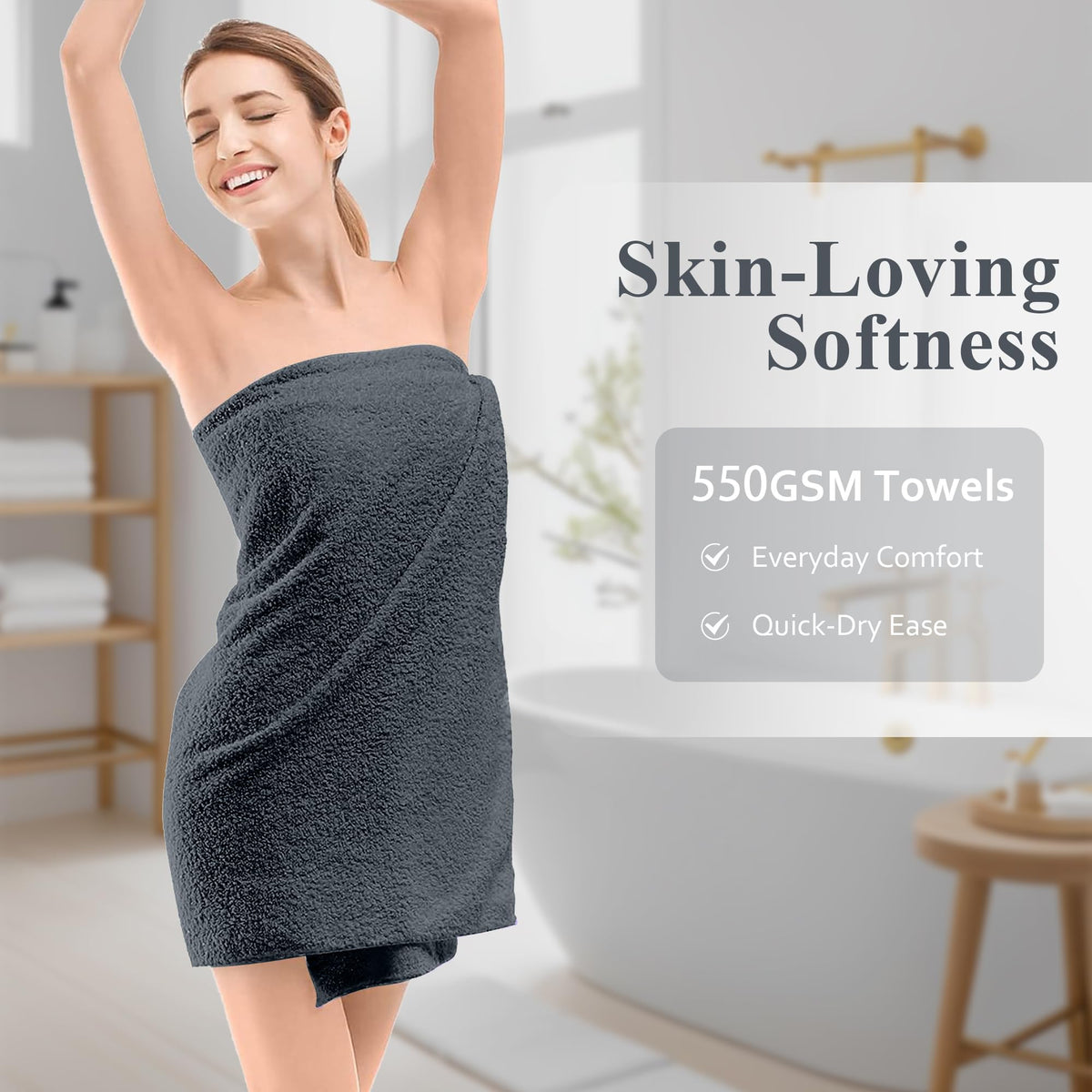 LINENLINK 100% Cotton 6 Piece Towel Set, Bath Hand & Face Towels