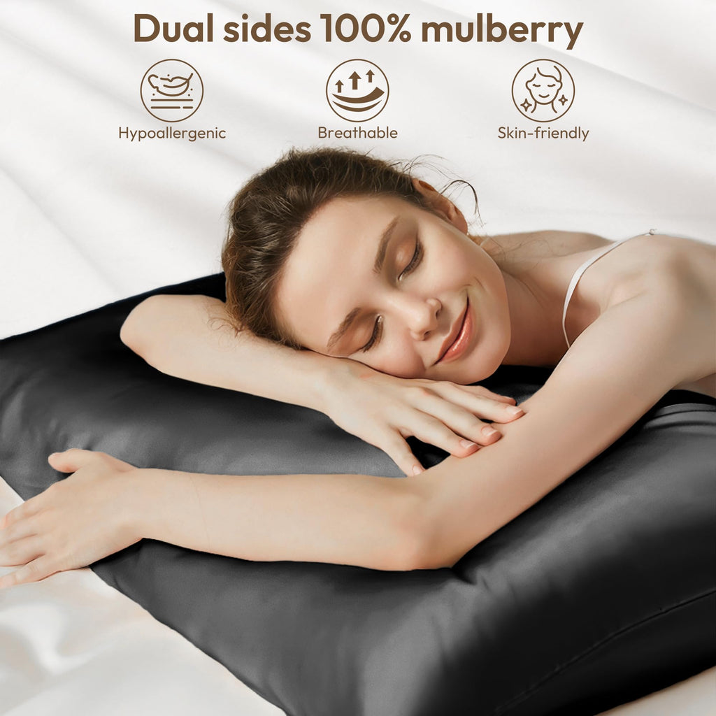 LINENLINK 100% Mulberry Silk Pillowcases, 2 Pack