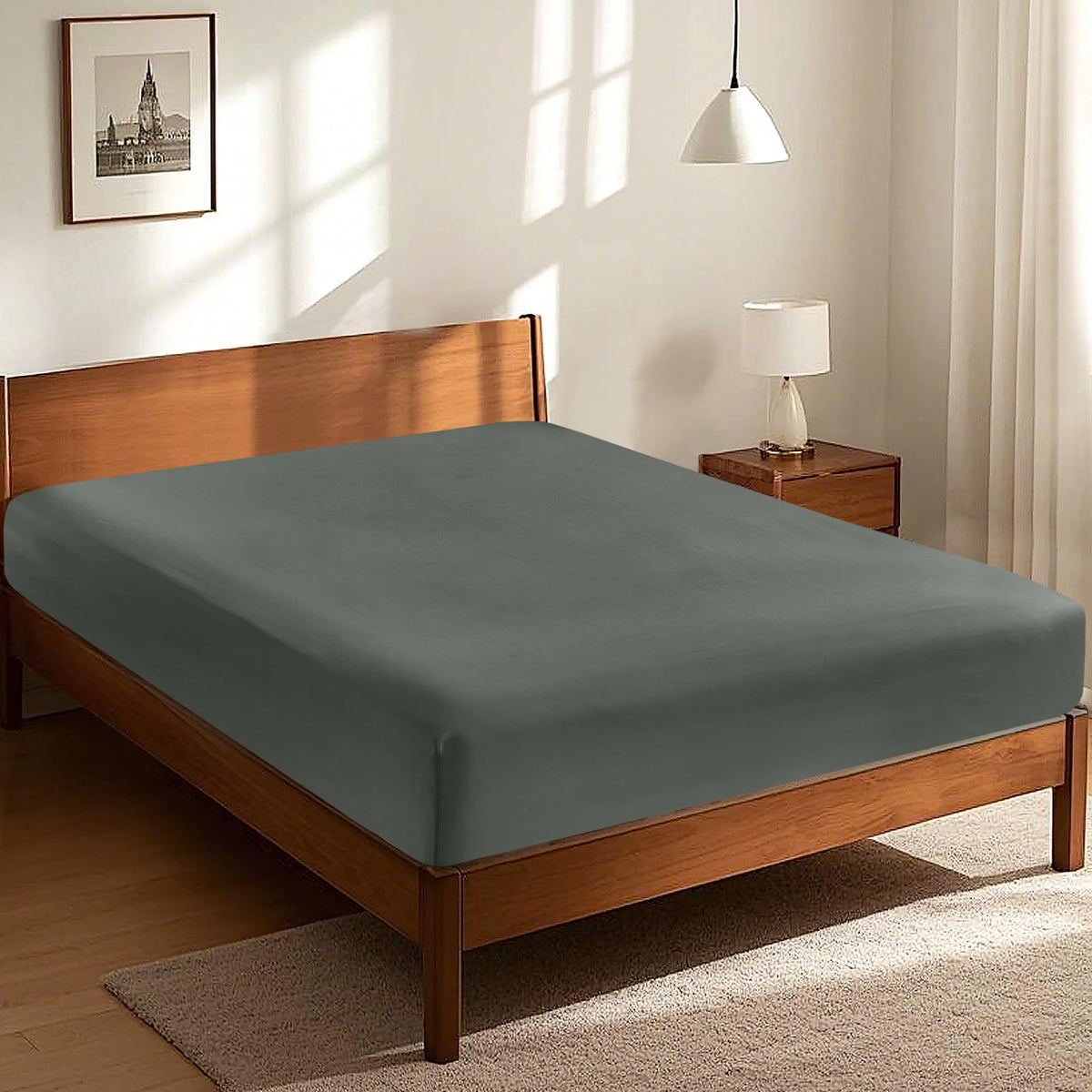 LINENLINK Fitted Sheet – 100% Vintage Washed Cotton - Naturally Soft & Breathable, 40cm Deep Pocket