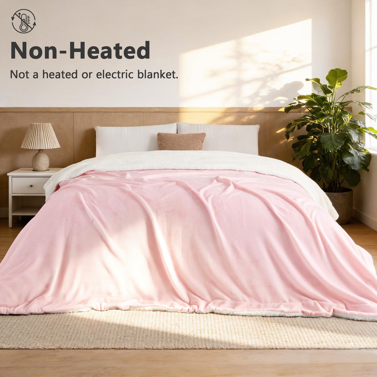 LINENLINK Sherpa Fleece Blanket for Bed, Thick & Warm Cozy Blanket for Winter,Fluffy Plush Warm Comforter