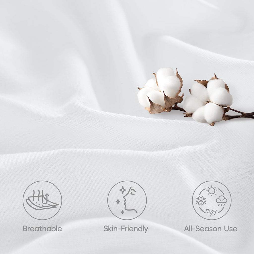 LINENLINK Cotton Rich Sheet Set – Naturally Soft Bedding 4-Piece Set with 40CM Deep Pocket Fitted Sheet, Flat Sheet & Envelope Pillowcase