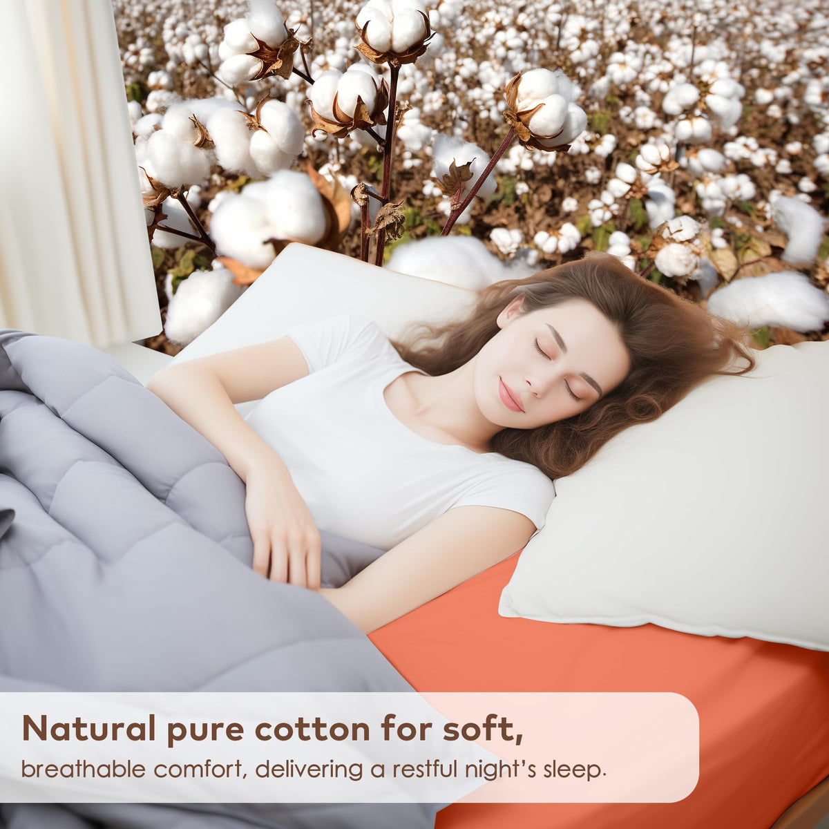 LINENLINK Fitted Sheet – 100% Vintage Washed Cotton - Naturally Soft & Breathable, 40cm Deep Pocket