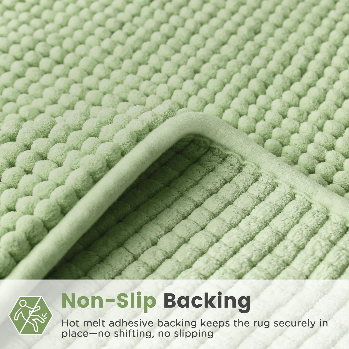 LINENLINK Chenille Bath Mat, Extra Soft Shaggy Absorbent Bathroom Rug, Non-Slip Bath Rugs for Bathtub, Shower, Kitchen, Machine Washable