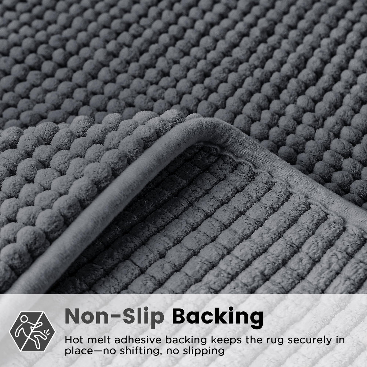LINENLINK Chenille Bath Mat Set 2 Piece, Bath Mat & Contour Rug