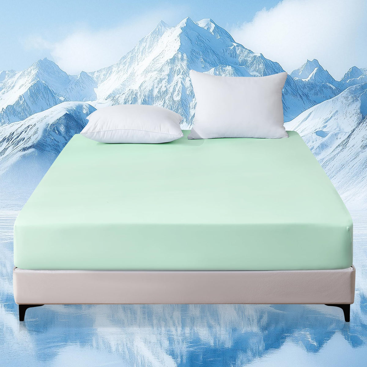 LINENLINK Cooling Fitted Sheet 1 Piece – Arc-Chill Tech Q-Max>0.5, Cool-to-Touch & Silky Smooth Fabric, 40cm Deep Pocket for Hot Sleepers & Night Sweats