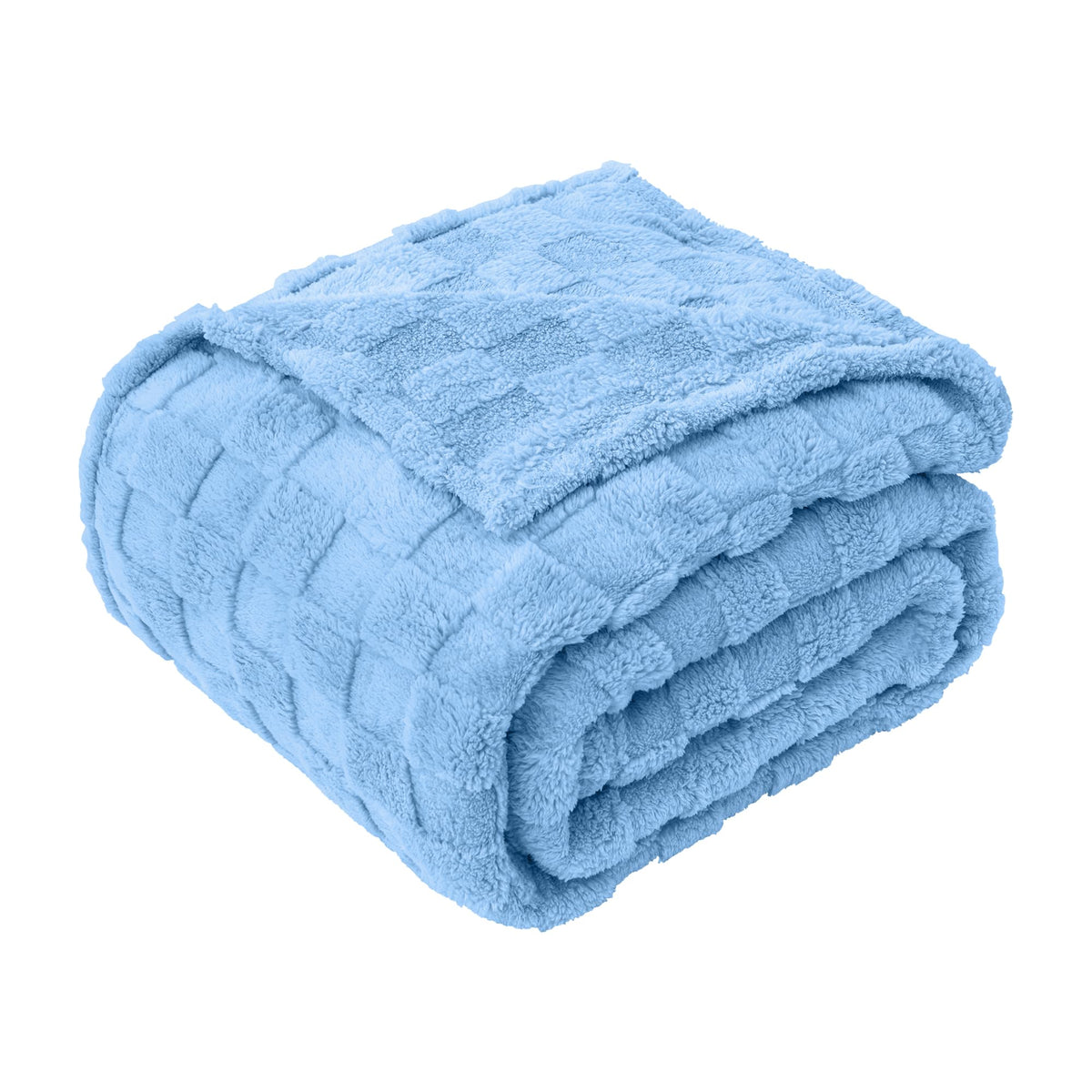 LINENLINK Fleece Blanket, 300GSM Checkered Coral Fleece Blanket for Couch or Bed, Soft Lightweight Warm Blankets for All Seasons