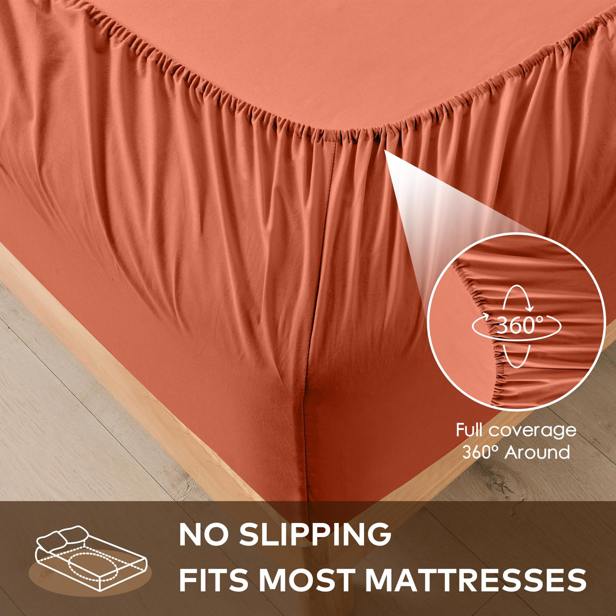 LINENLINK Fitted Sheet – 100% Vintage Washed Cotton - Naturally Soft & Breathable, 40cm Deep Pocket