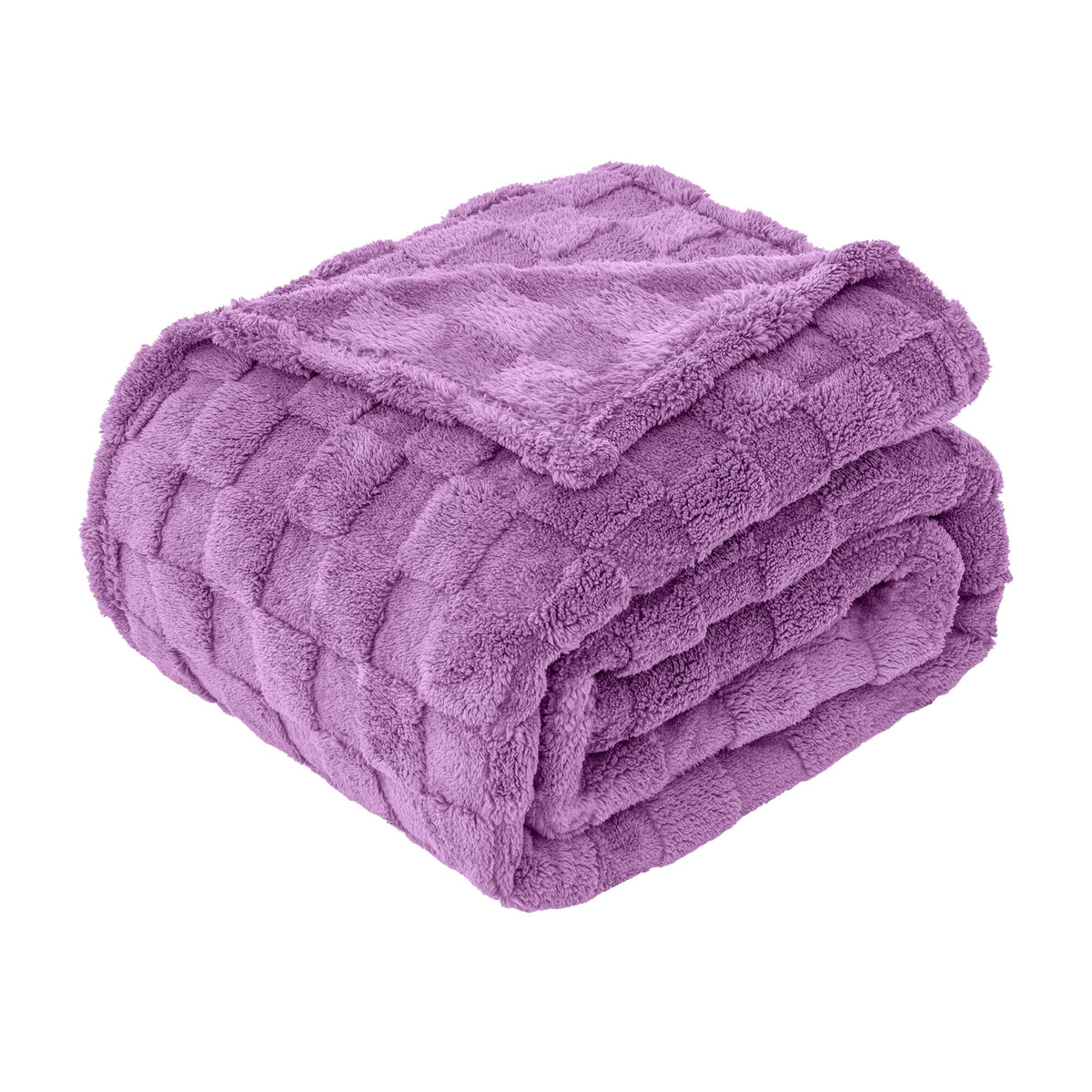 LINENLINK Fleece Blanket, 300GSM Checkered Coral Fleece Blanket for Couch or Bed, Soft Lightweight Warm Blankets for All Seasons