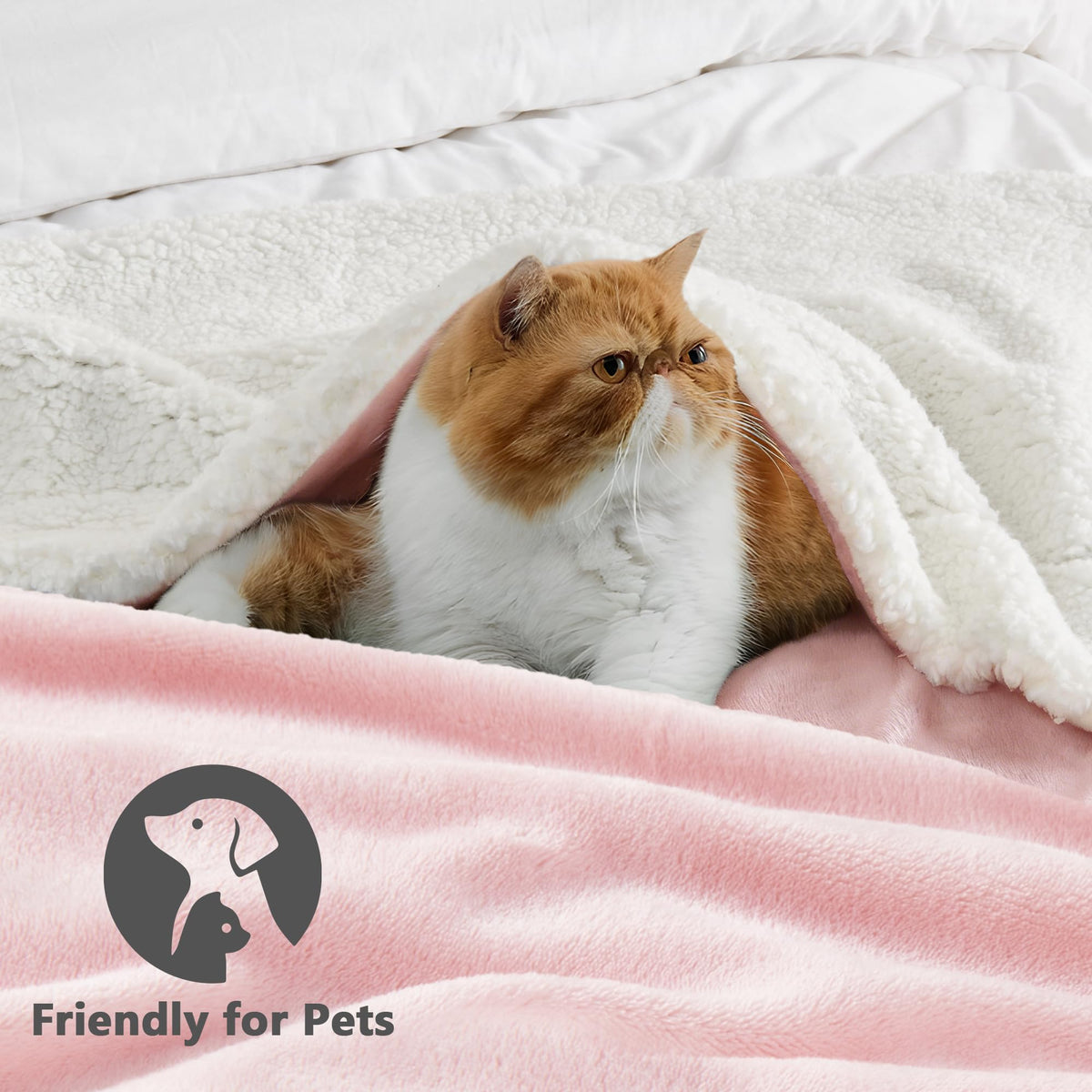 LINENLINK Sherpa Fleece Blanket for Bed, Thick & Warm Cozy Blanket for Winter,Fluffy Plush Warm Comforter