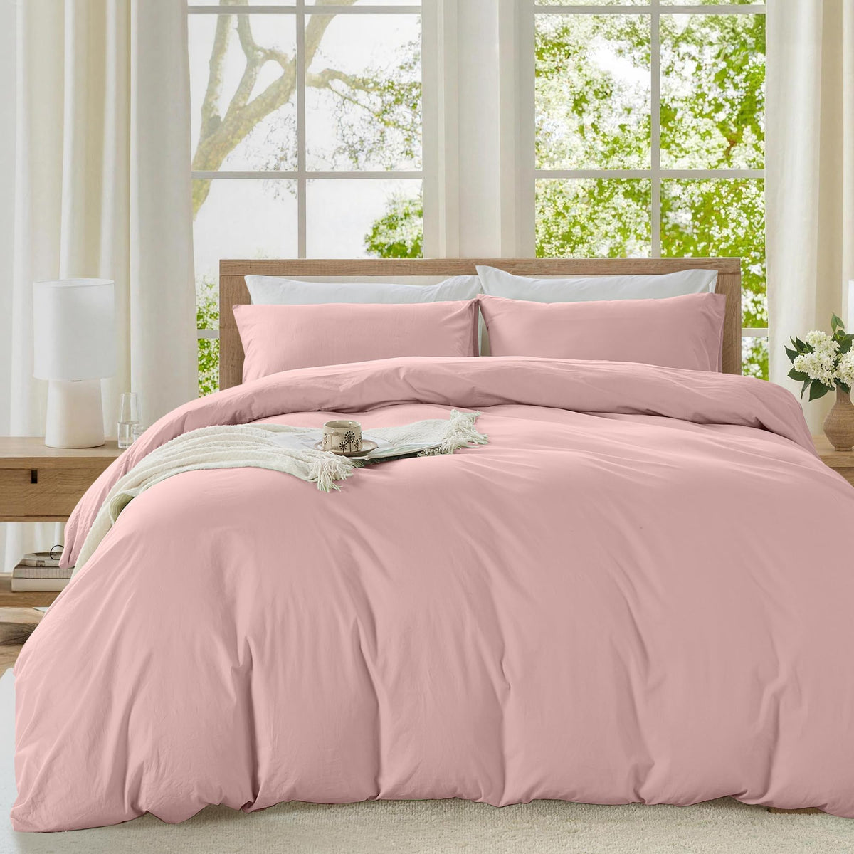 LINENLINK Stone-Washed 100% Cotton Quilt Cover Set