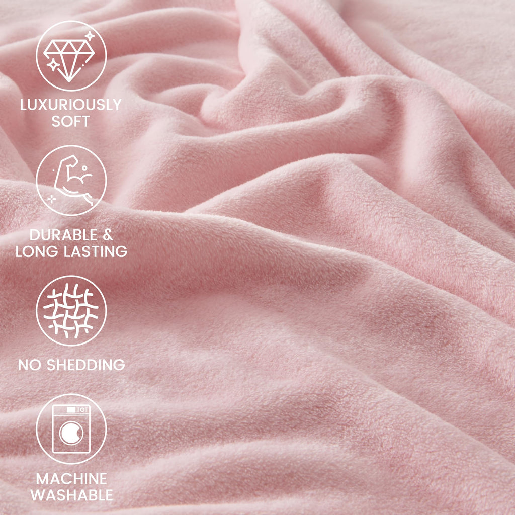 LINENLINK 300GSM Fleece Blanket, Super Soft and Warm Flannel for Bed, Sofa, Couch, Travel or Gift