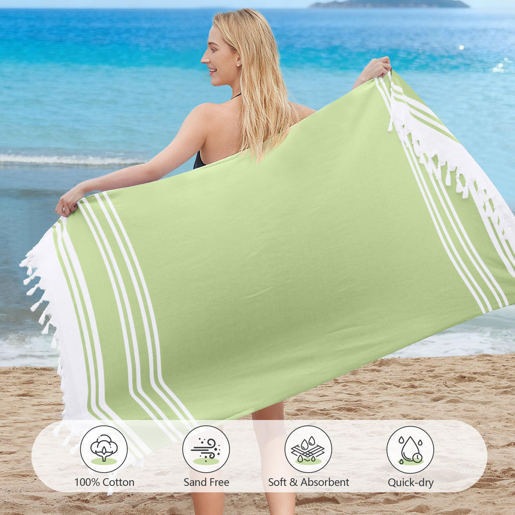 LINENLINK 100% Cotton Turkish Beach Towel, Oversized Absorbent Towels, Sand-Free, Quick Dry & Lightweight Pool Towel for Swimming, Travel, Holiday