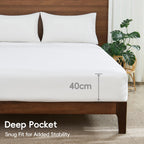 LINENLINK Cotton Rich Sheet Set – Naturally Soft Bedding 4-Piece Set with 40CM Deep Pocket Fitted Sheet, Flat Sheet & Envelope Pillowcase