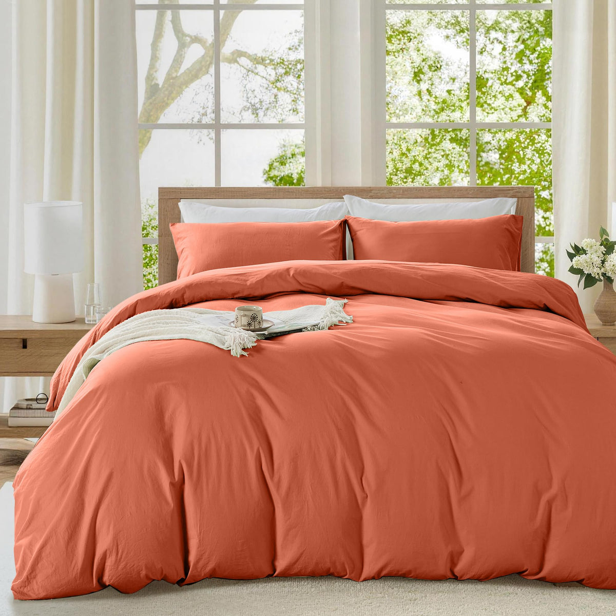 LINENLINK Stone-Washed 100% Cotton Quilt Cover Set