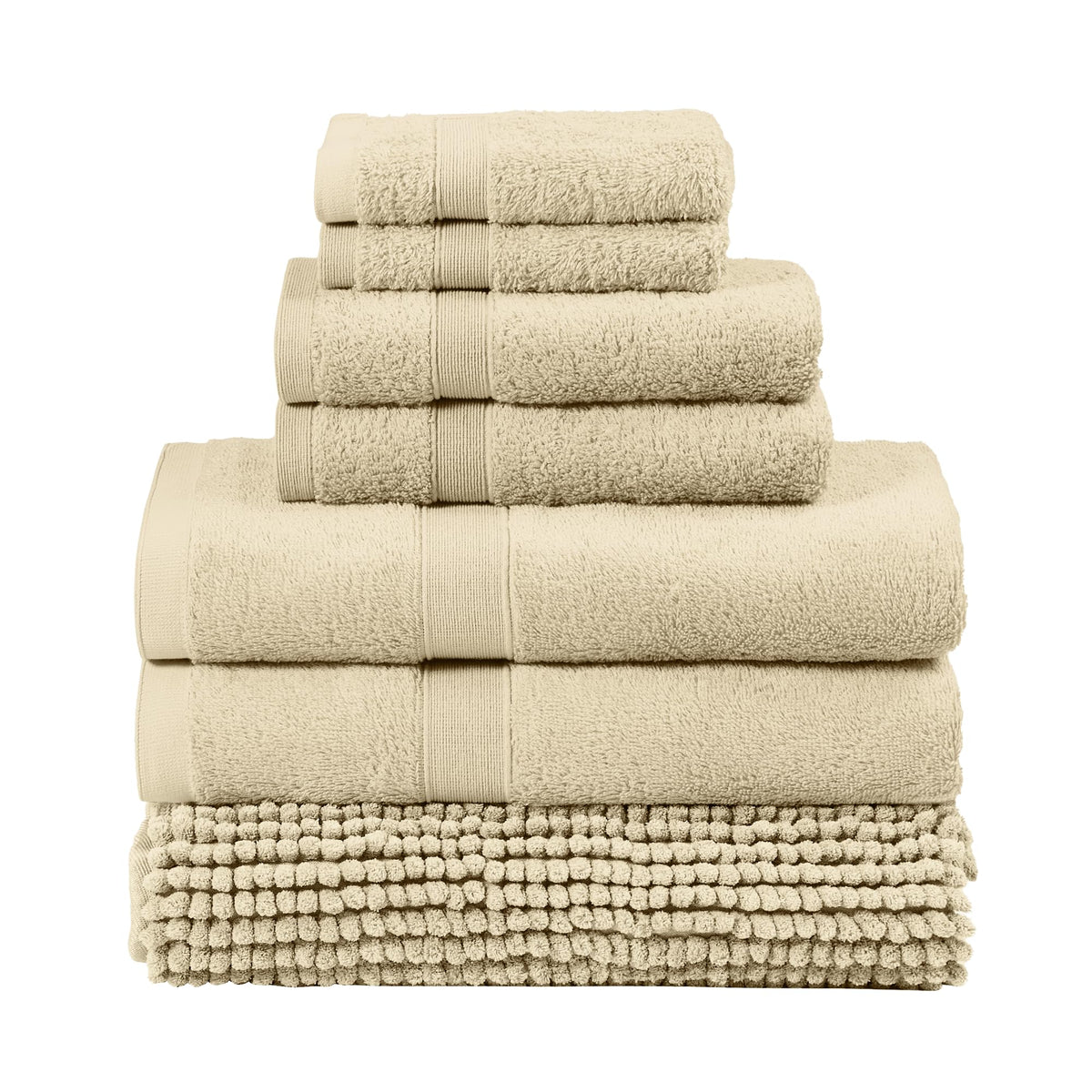 LINENLINK 100% Cotton 7 Piece Towel Set with Bath Mat