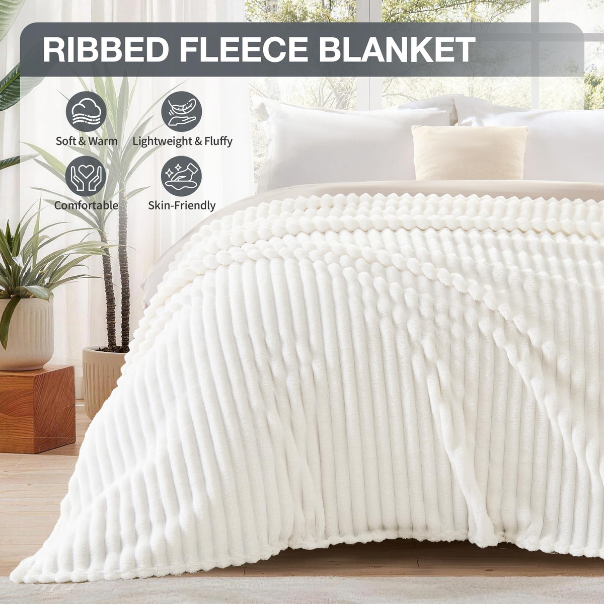 LINENLINK Soft Flannel Fleece Blanket Plush Fluffy