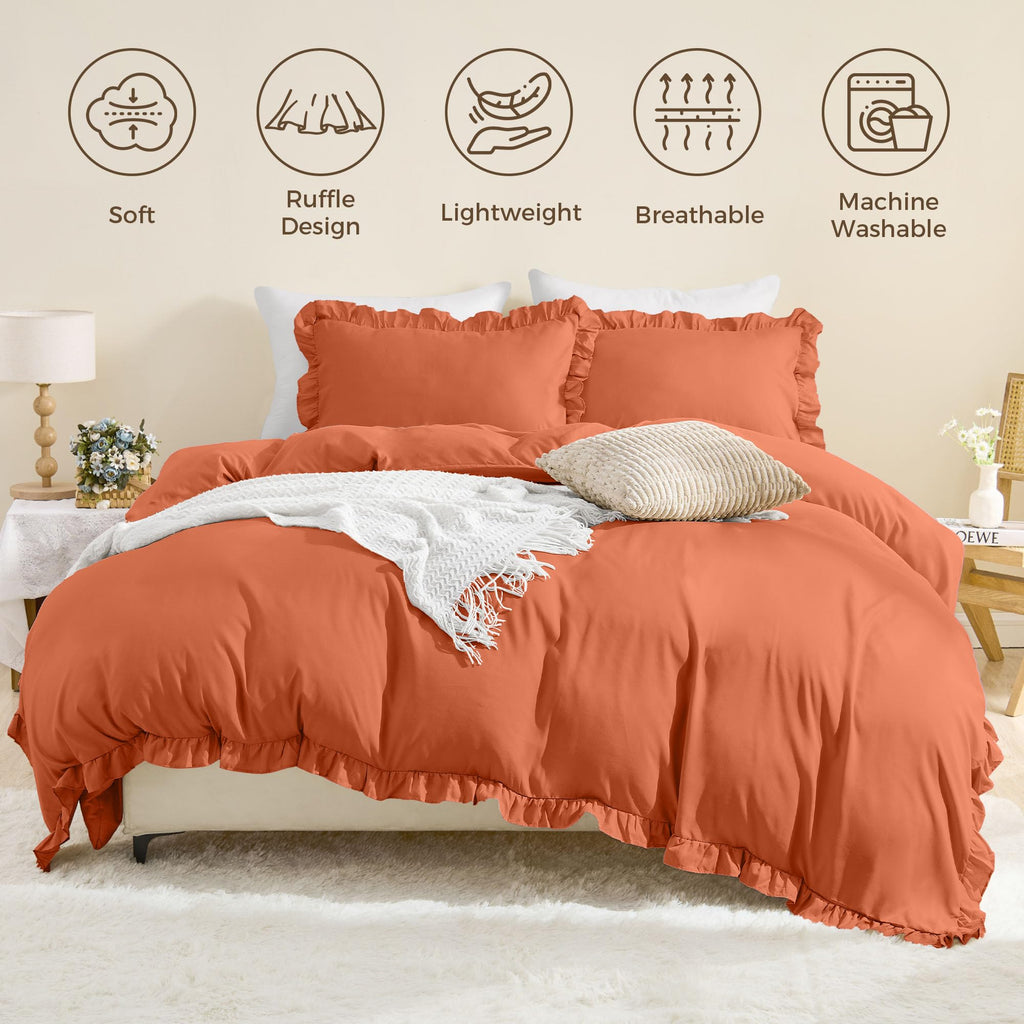 LINENLINK Romantic Ruffle Microfibre Quilt Cover Set