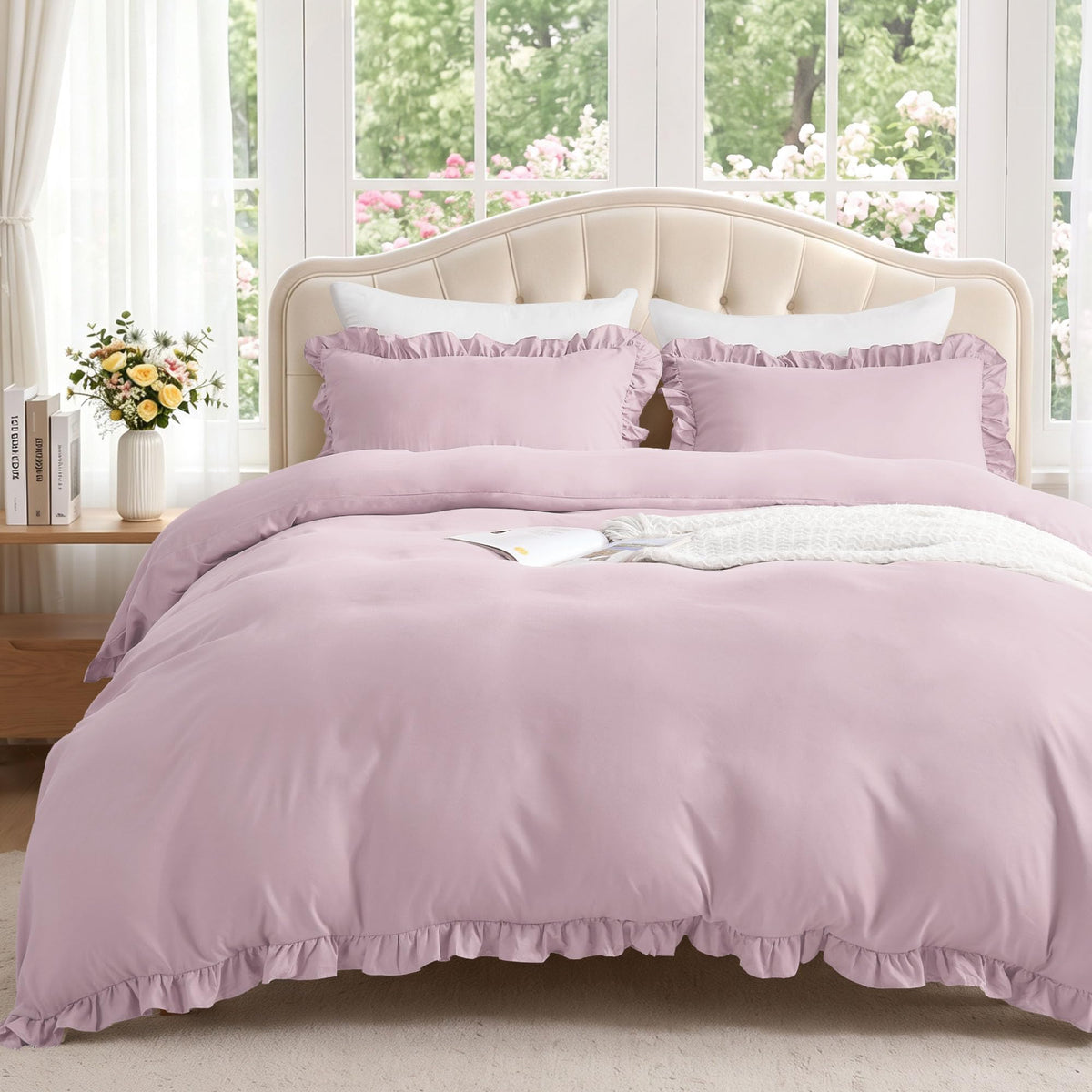 LINENLINK Romantic Ruffle Microfibre Quilt Cover Set