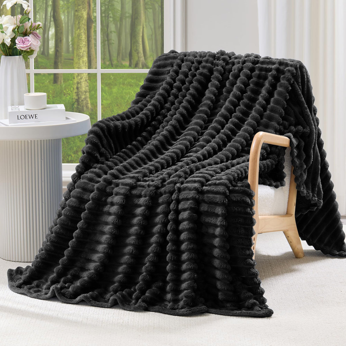 LINENLINK Soft Flannel Fleece Blanket Plush Fluffy