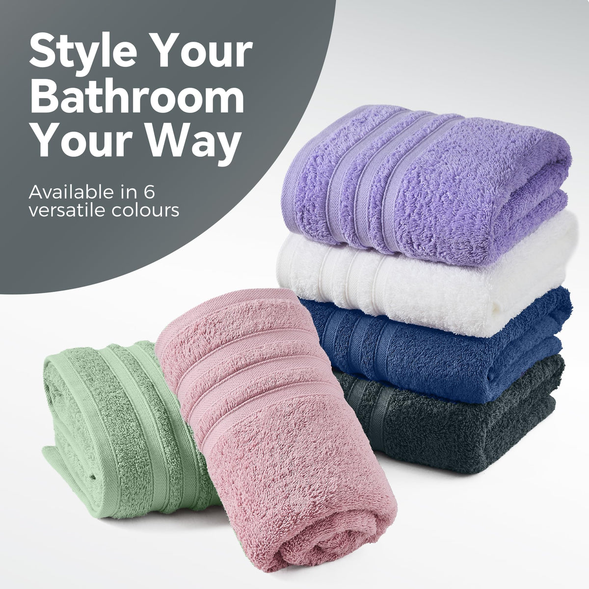 LINENLINK 100% Cotton Bath Towels, 4 Pack