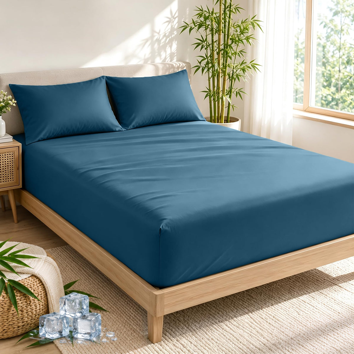 LINENLINK Bamboo Blend Fitted Sheet & 2 Pillowcases