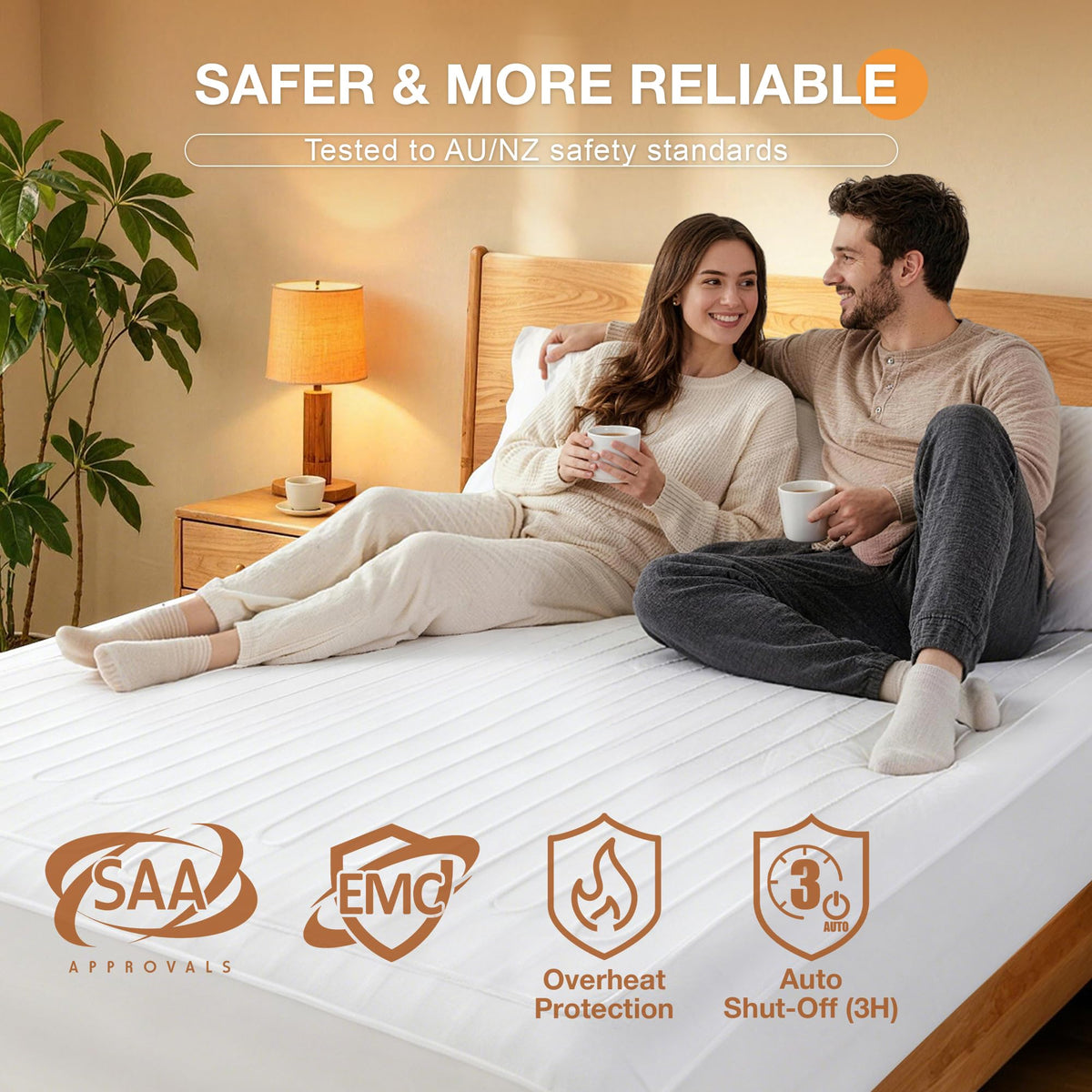 LINENLINK Premium Electric Blanket, Fully Fitted Heated Underblanket with 40cm Deep Skirt, Dual Control, 3 Heat Settings, 3H Auto-Off, Machine Washable Mattress Pad