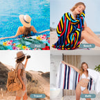 LINENLINK 100% Cotton Beach Towel - HAWAII Pattern Sand Free Beach Blanket Soft and Absorbent Towels for Swimming, Sports, Beach, Gym, Travel