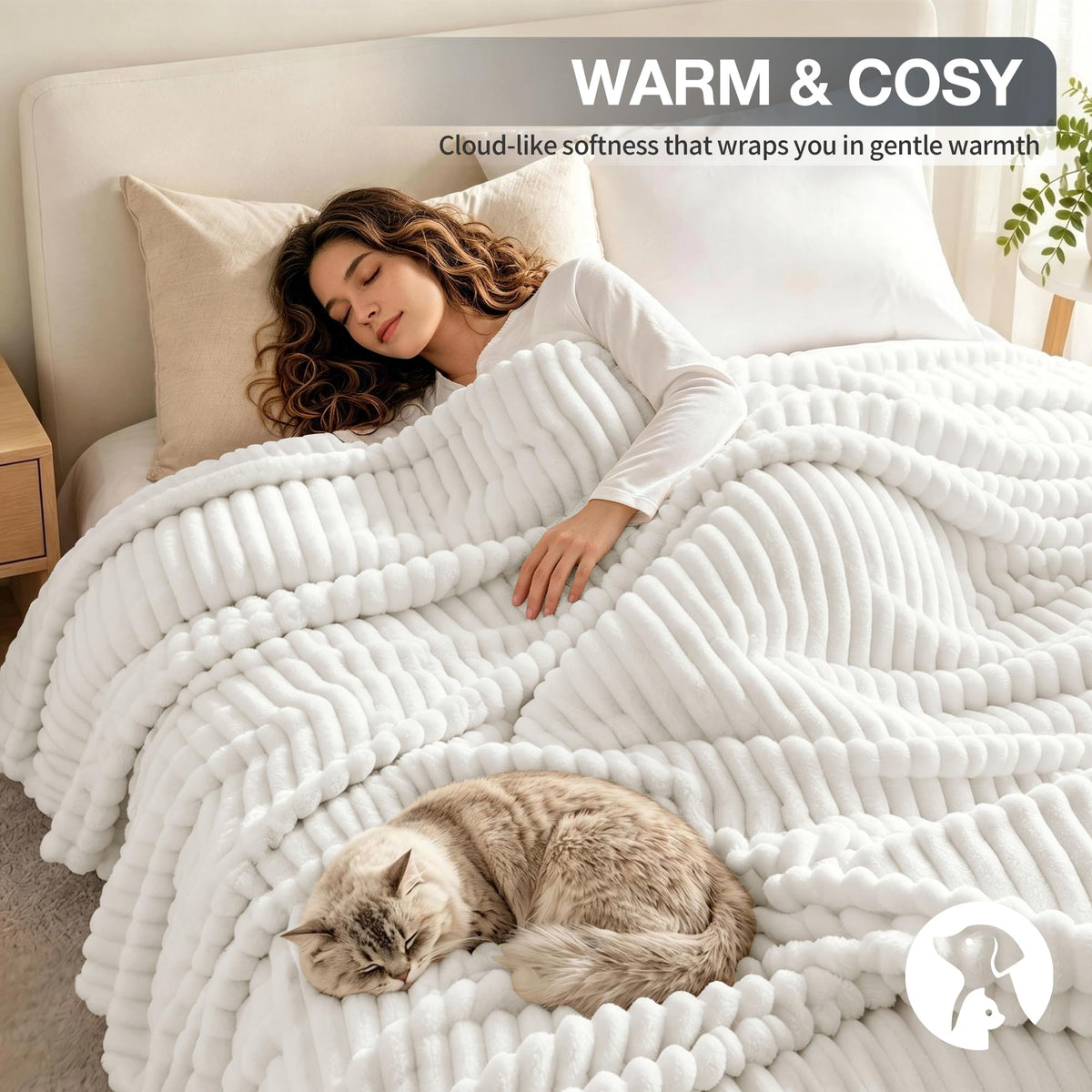LINENLINK Soft Flannel Fleece Blanket Plush Fluffy