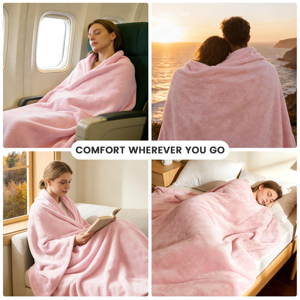 LINENLINK 300GSM Fleece Blanket, Super Soft and Warm Flannel for Bed, Sofa, Couch, Travel or Gift