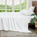 LINENLINK Cotton Rich Sheet Set – Naturally Soft Bedding 4-Piece Set with 40CM Deep Pocket Fitted Sheet, Flat Sheet & Envelope Pillowcase