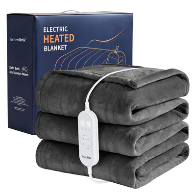 LINENLINK Electric Blanket Heated Flannel Fleece Rug