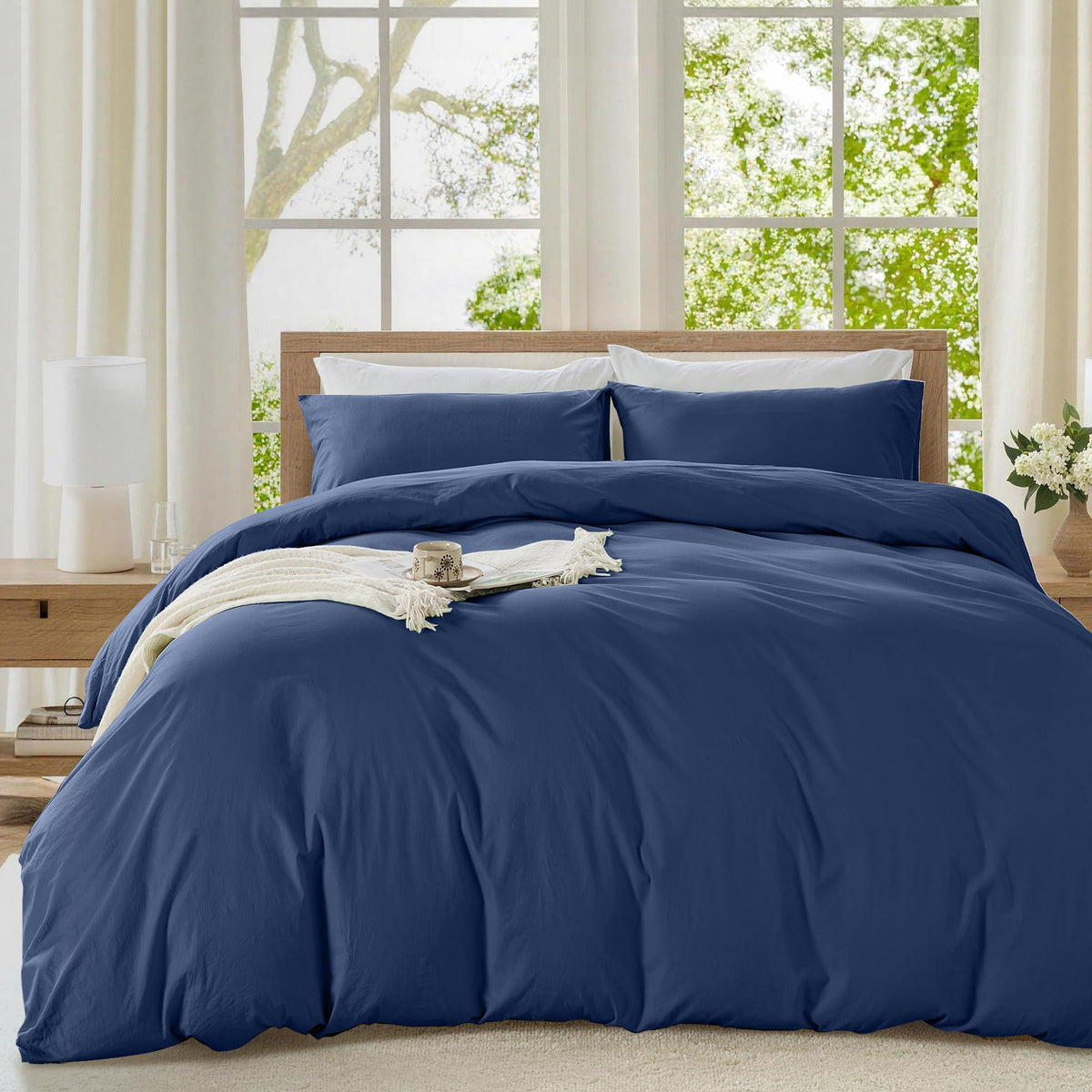 LINENLINK Stone-Washed 100% Cotton Quilt Cover Set