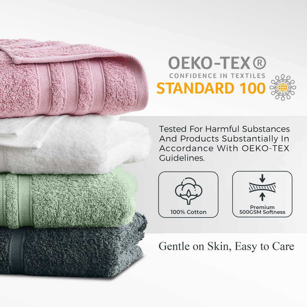 LINENLINK 100% Cotton Bath Towels, 4 Pack