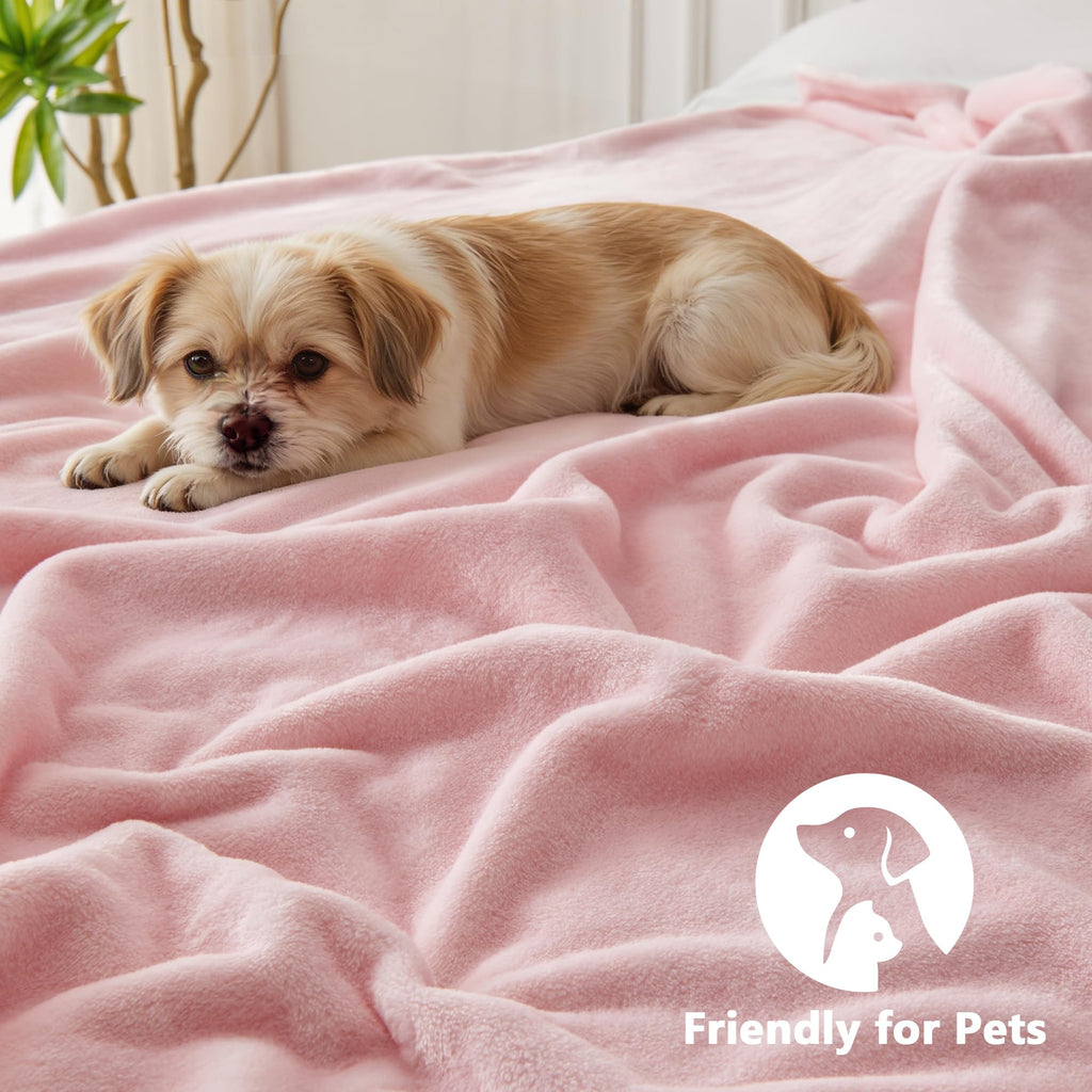 LINENLINK 300GSM Fleece Blanket, Super Soft and Warm Flannel for Bed, Sofa, Couch, Travel or Gift