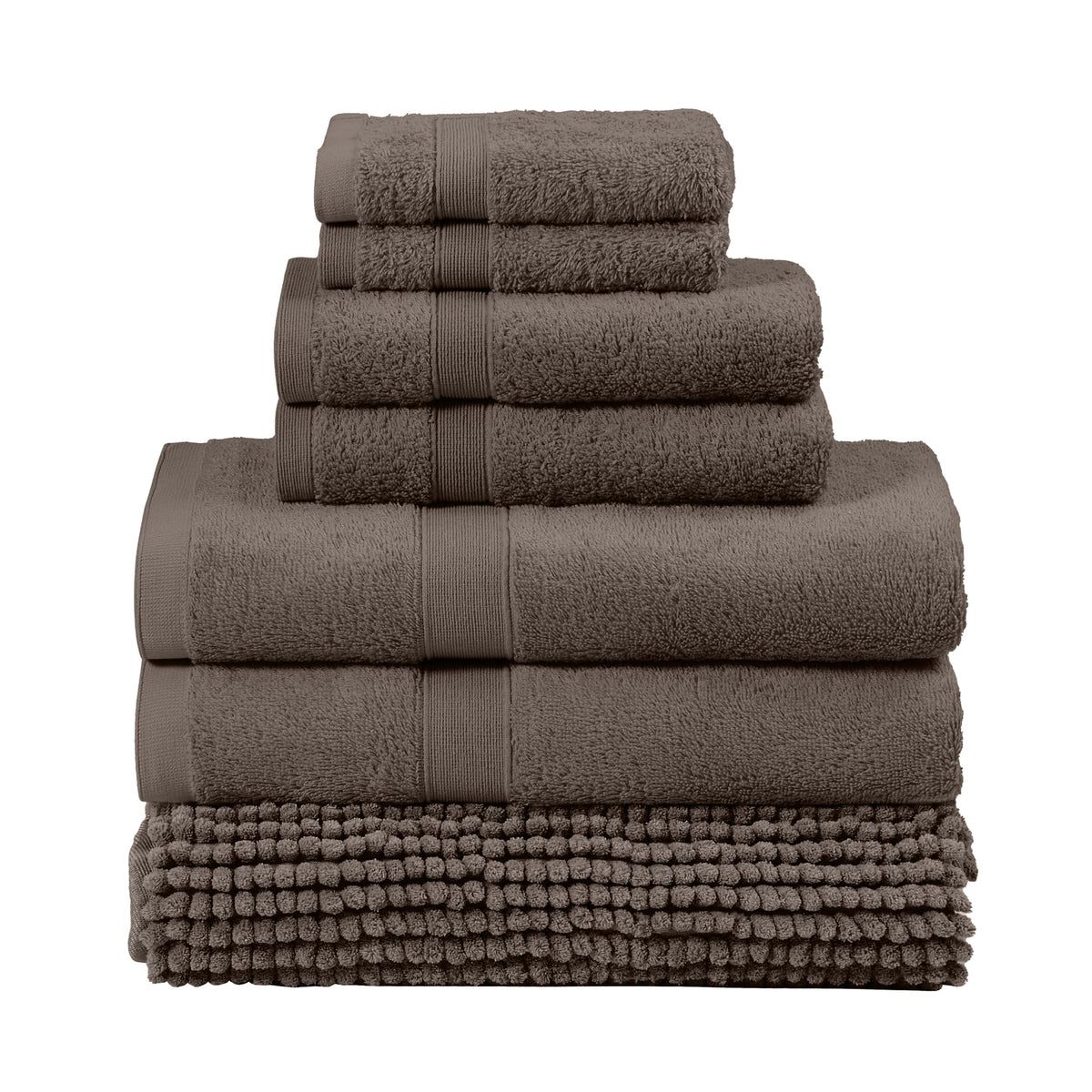 LINENLINK 100% Cotton 7 Piece Towel Set with Bath Mat